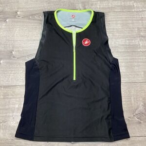 Castelli Shirt Rosso Corsa Mens XS Black Neon Cycling Tank Top Sleeveless Jersey